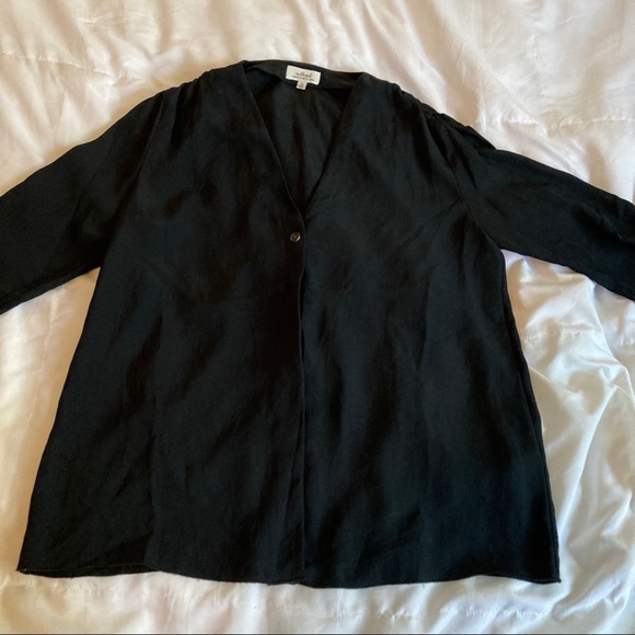 Wilfred Black V Neck Pin-tuck Button Down Blouse - Picture 2 of 13